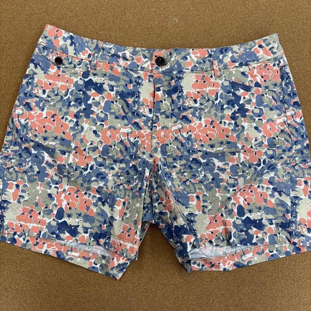 LEE Shorts Natural Fit Floral Stretch‎ Flat Front Pink Blues Women's 18 Cotton